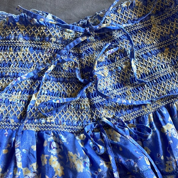 Loveshackfancy Mira Smocked Mini Ruffle Skirt tie blue jay lace trim - Picture 17 of 17